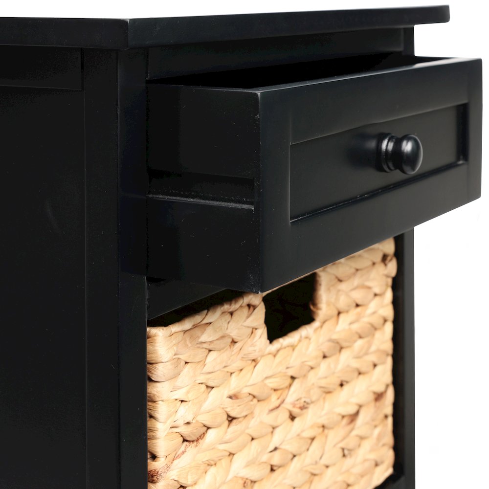 Malibu Acacia Wood Storage Nightstand, Black