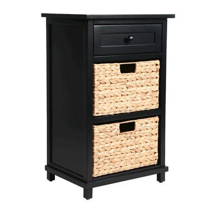 Malibu Acacia Wood Storage Nightstand, Black