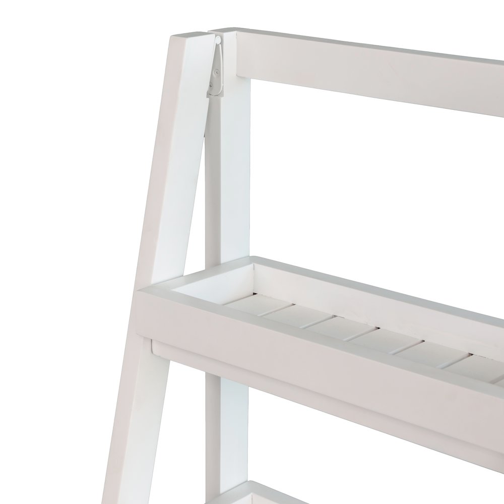 Everett Acacia Wood 4-Tier Folding Display Ladder Storage Rack and, White
