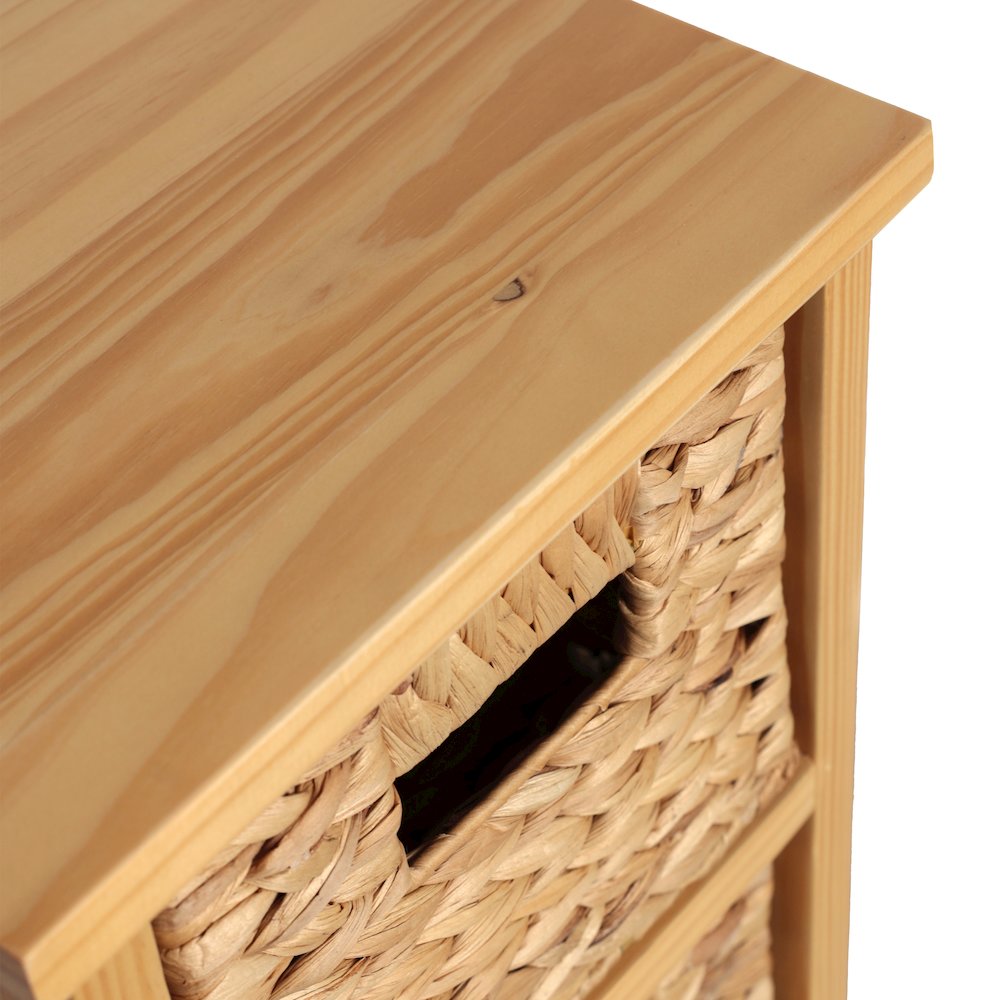 Cohen Pine Wood 3-Tier Storage Cabinet, Natural