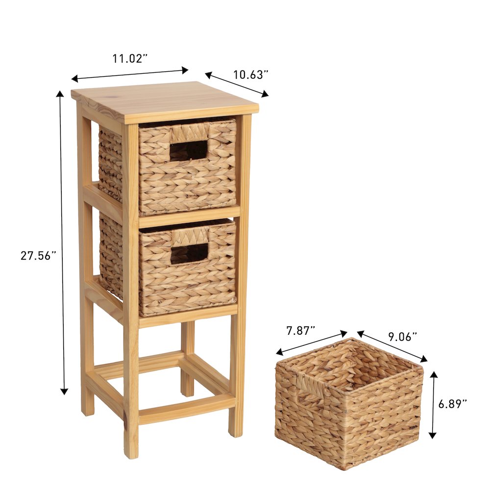 Cohen Pine Wood 3-Tier Storage Cabinet, Natural