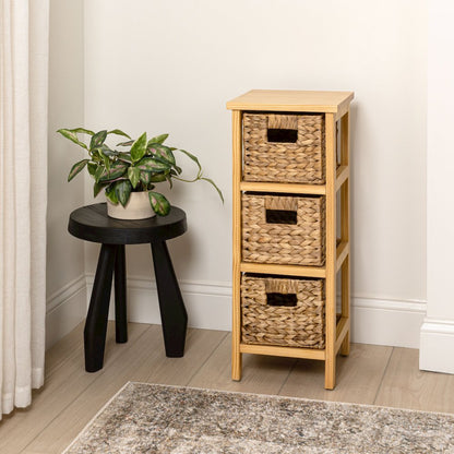 Cohen Pine Wood 3-Tier Storage Cabinet, Natural
