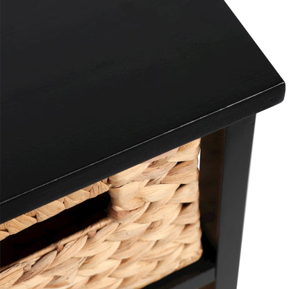 Cohen Pine Wood 3-Tier Storage Cabinet, Black