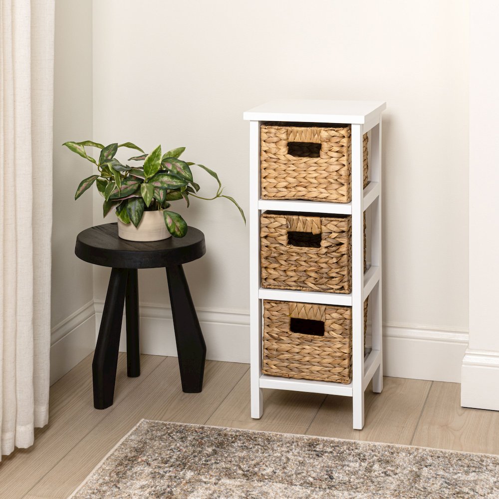 Cohen Pine Wood 3-Tier Storage Cabinet, White