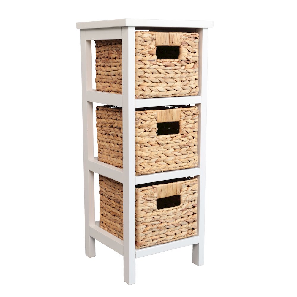 Cohen Pine Wood 3-Tier Storage Cabinet, White