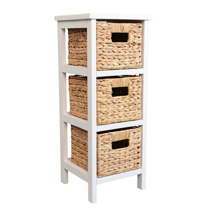 Cohen Pine Wood 3-Tier Storage Cabinet, White