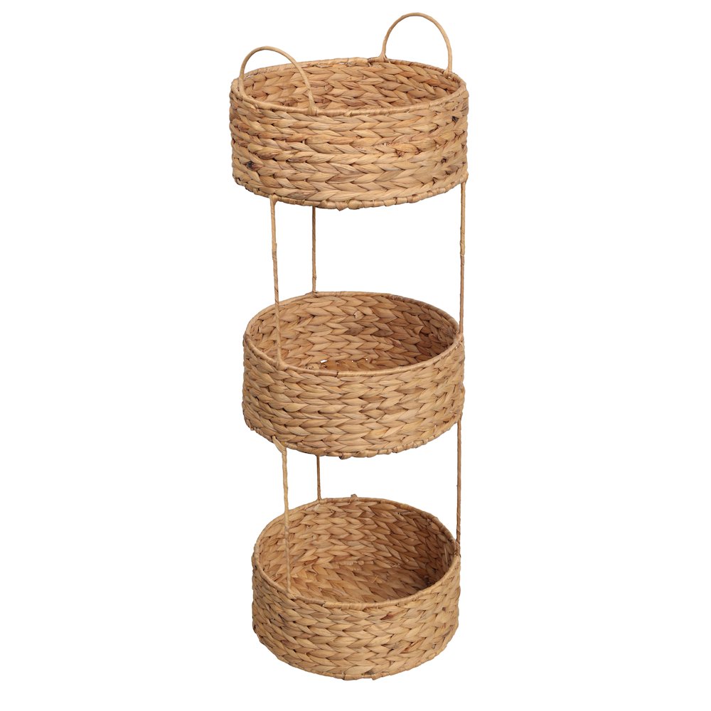 Levity Water Hyacinth 3-Tier Round Storage Rack, Natural