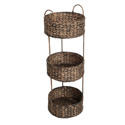 Levity Water Hyacinth 3-Tier Round Storage Rack, Brown