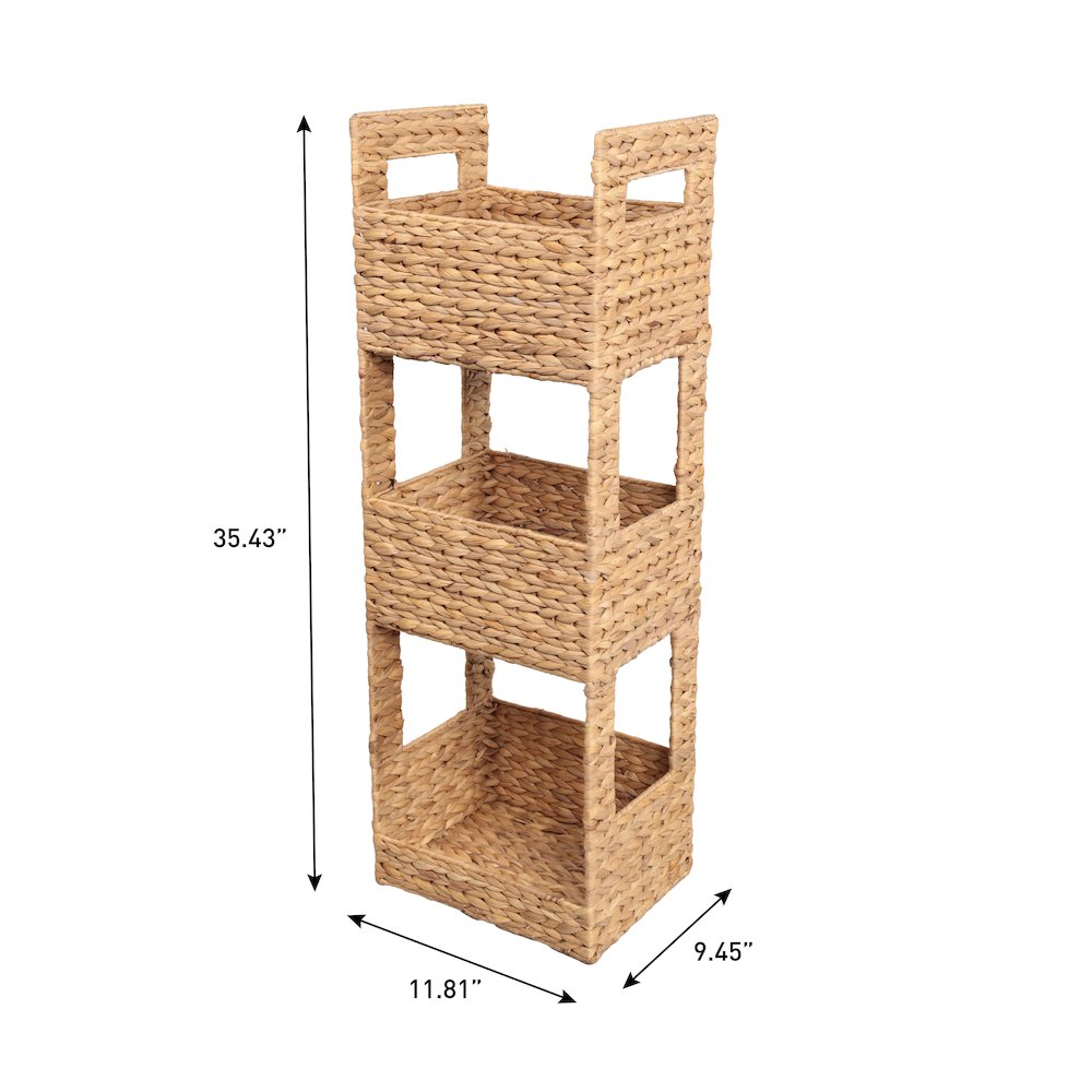 Savannah Water Hyacinth 3-Tier Storage Tower, Natural