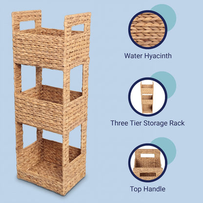 Savannah Water Hyacinth 3-Tier Storage Tower, Natural