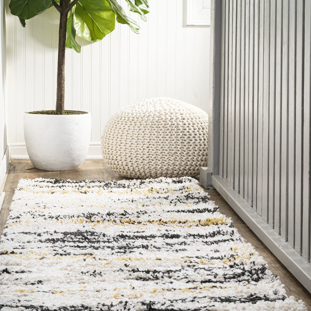 Nova Modern Bold Strie Shag Area Rug