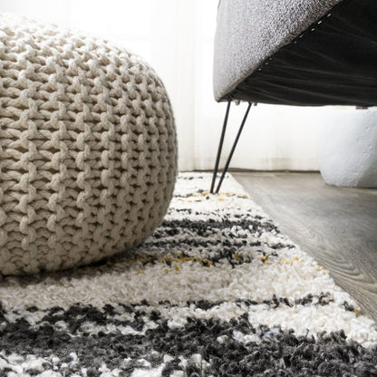 Nova Modern Bold Strie Shag Area Rug