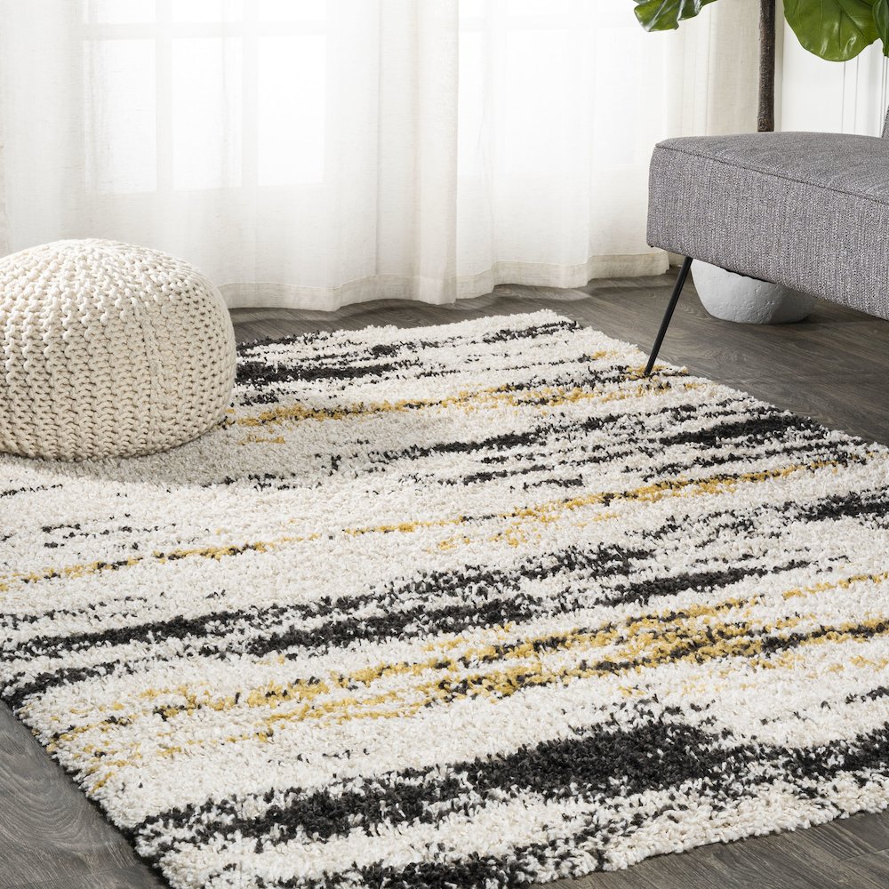 Nova Modern Bold Strie Shag Area Rug