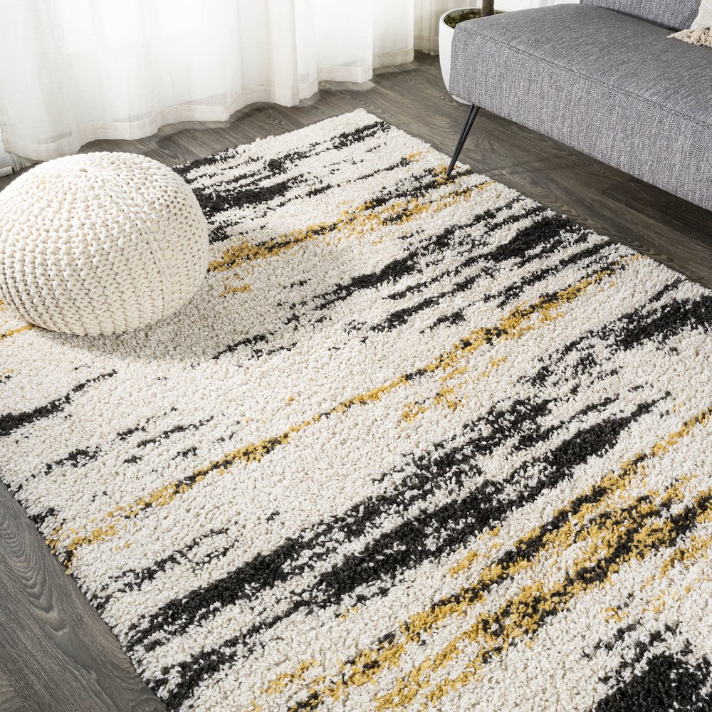 Nova Modern Bold Strie Shag Area Rug