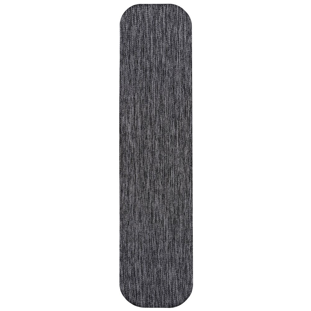 Radius Corner Solid Dark Gray 2 ft. x 8 ft. Indoor/Outdoor Shaped Runner Rug