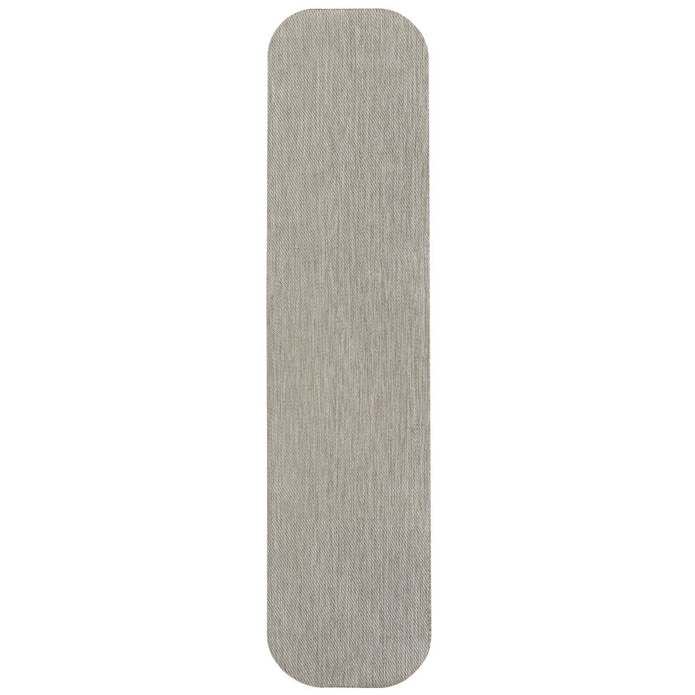 Radius Corner Solid Beige 2 ft. x 8 ft. Indoor/Outdoor Shaped Runner Rug
