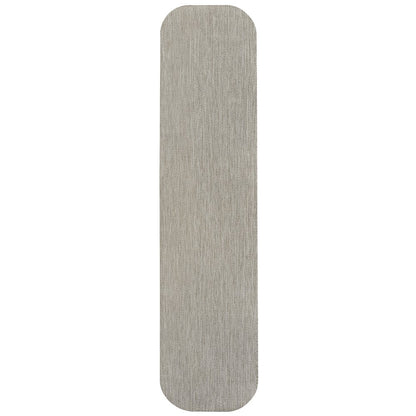 Radius Corner Solid Beige 2 ft. x 8 ft. Indoor/Outdoor Shaped Runner Rug