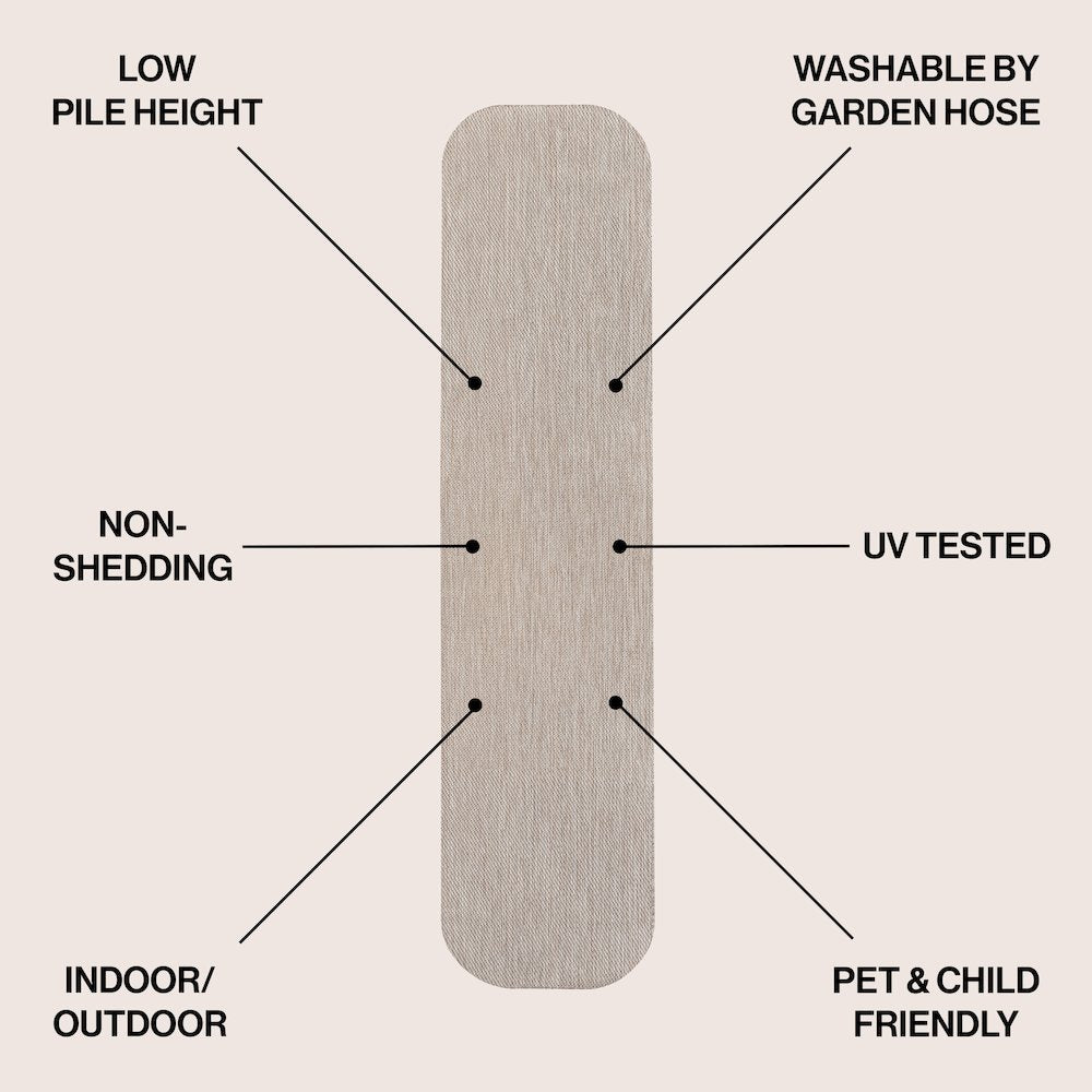 Radius Corner Solid Beige 2 ft. x 8 ft. Indoor/Outdoor Shaped Runner Rug