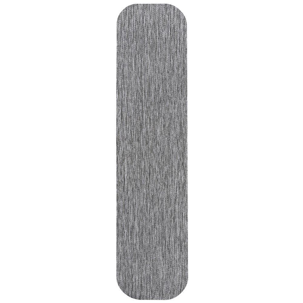Radius Corner Solid Gray 2 ft. x 8 ft. Indoor/Outdoor Shaped Runner Rug