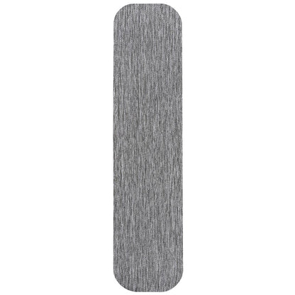 Radius Corner Solid Gray 2 ft. x 8 ft. Indoor/Outdoor Shaped Runner Rug