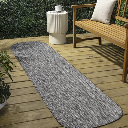 Radius Corner Solid Gray 2 ft. x 8 ft. Indoor/Outdoor Shaped Runner Rug