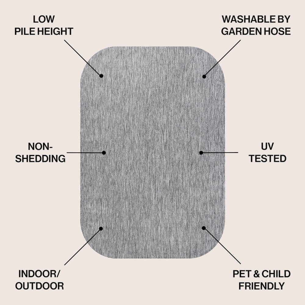 Miles Modern Minimalist Radius Corner SolidIndoor/Outdoor Shaped  Rug