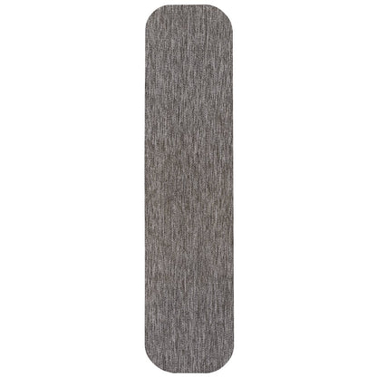 Radius Corner Solid Light Brown 2 ft. x 8 ft. Indoor/Outdoor Shaped Runner Rug