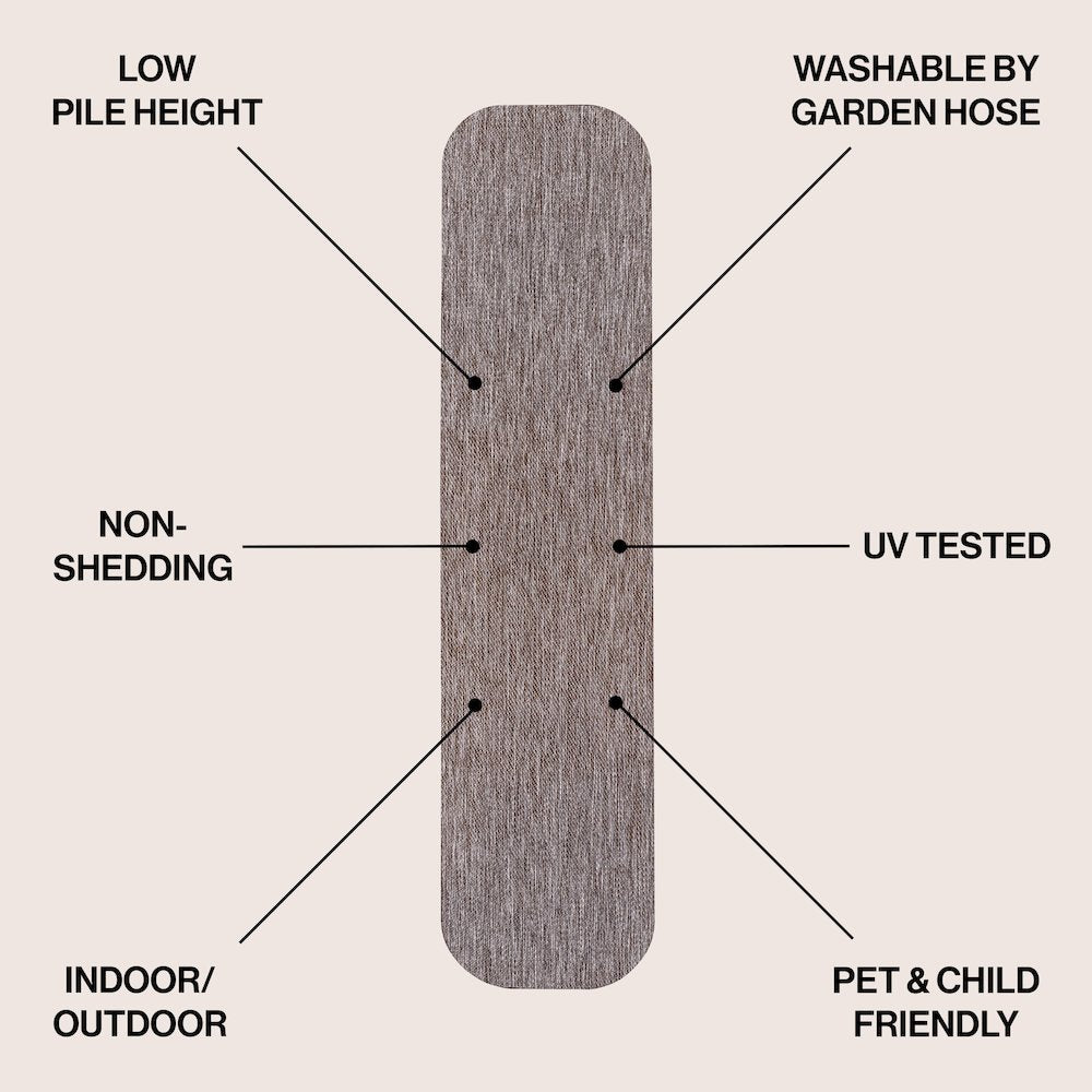 Radius Corner Solid Light Brown 2 ft. x 8 ft. Indoor/Outdoor Shaped Runner Rug