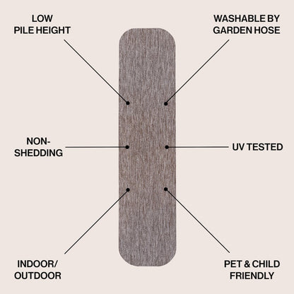 Radius Corner Solid Light Brown 2 ft. x 8 ft. Indoor/Outdoor Shaped Runner Rug