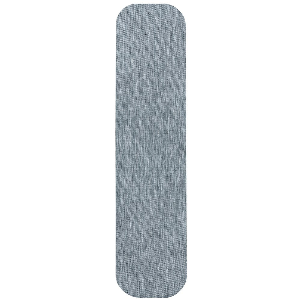Radius Corner Solid Turquoise 2 ft. x 8 ft. Indoor/Outdoor Shaped Runner Rug