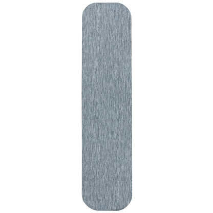 Radius Corner Solid Turquoise 2 ft. x 8 ft. Indoor/Outdoor Shaped Runner Rug