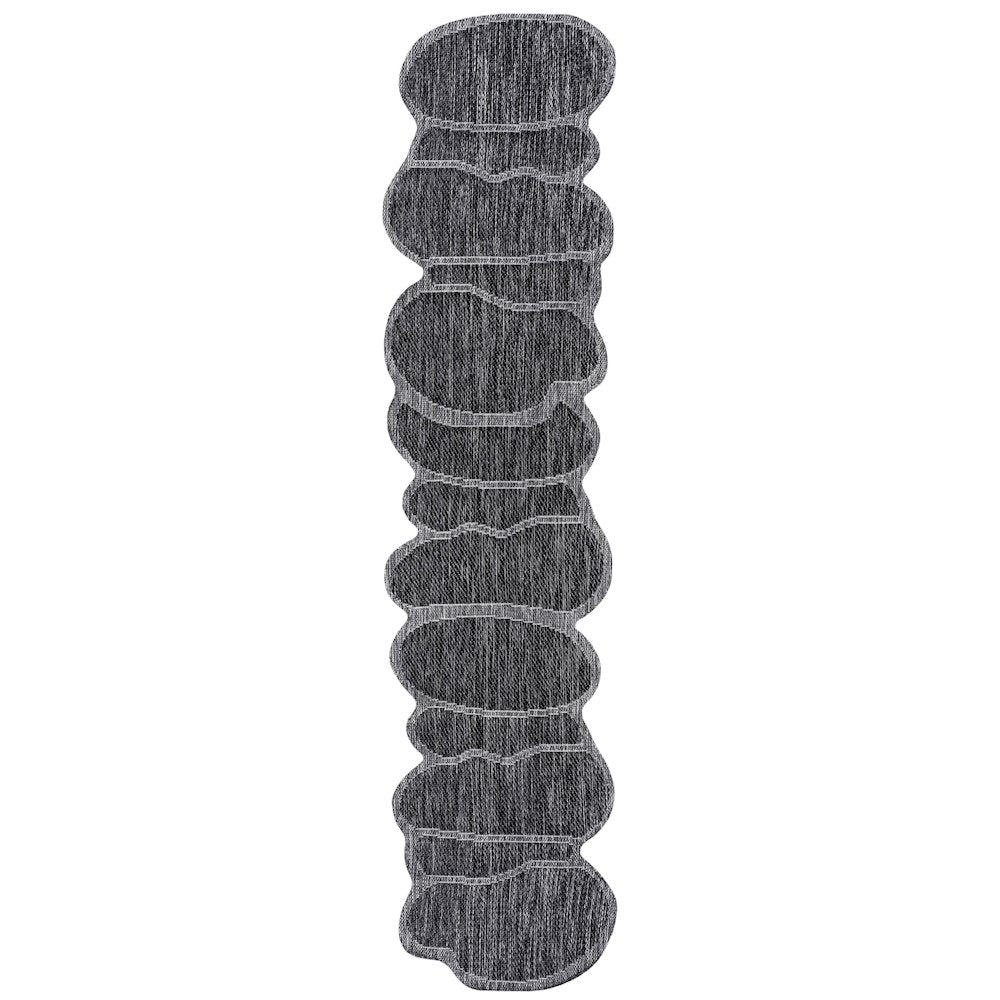 Dark Gray/Gray 2 ft. x 8 ft. Indoor/Outdoor Shaped Runner Rug