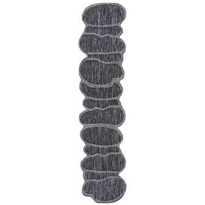 Dark Gray/Gray 2 ft. x 8 ft. Indoor/Outdoor Shaped Runner Rug