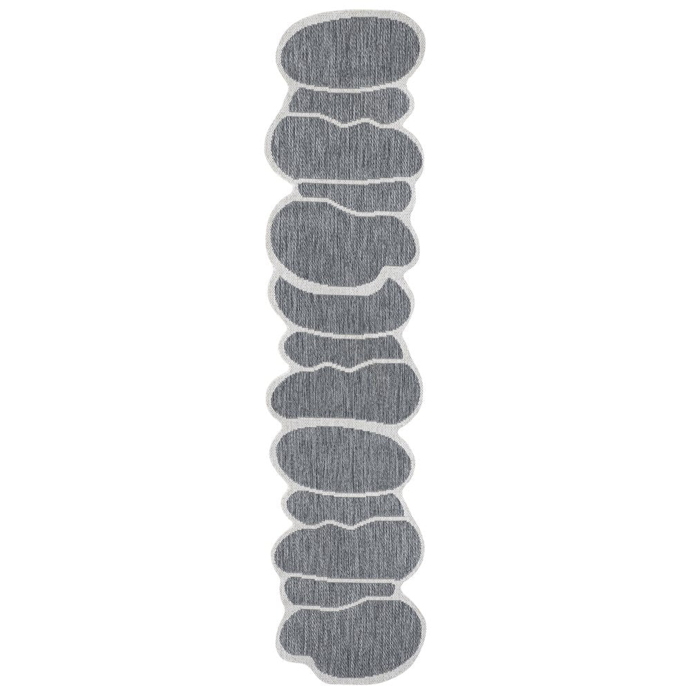 Blue/Cream 2 ft. x 8 ft. Indoor/Outdoor Shaped Runner Rug