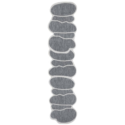 Blue/Cream 2 ft. x 8 ft. Indoor/Outdoor Shaped Runner Rug