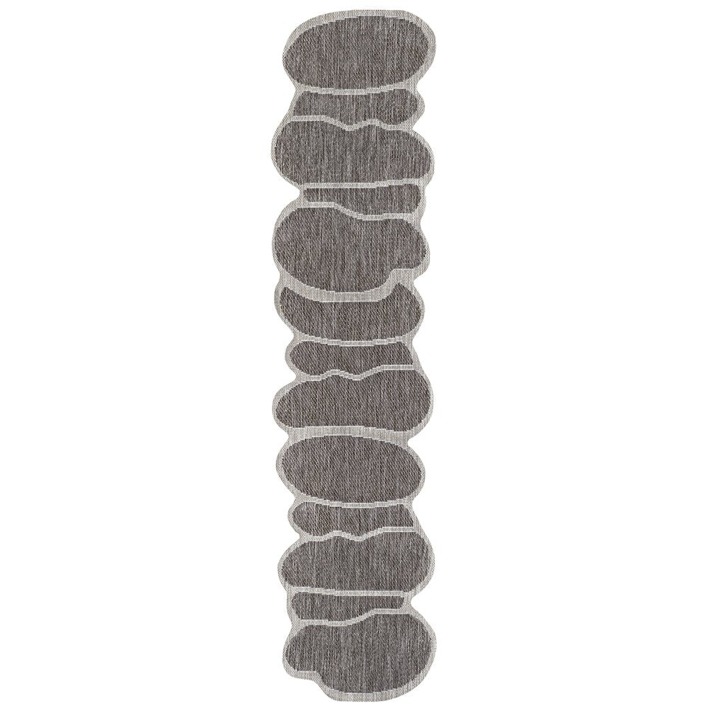 Light Brown/Beige 2 ft. x 8 ft. Indoor/Outdoor Shaped Runner Rug