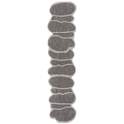 Light Brown/Beige 2 ft. x 8 ft. Indoor/Outdoor Shaped Runner Rug