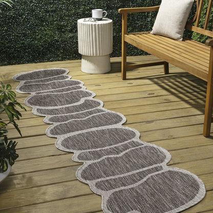 Light Brown/Beige 2 ft. x 8 ft. Indoor/Outdoor Shaped Runner Rug