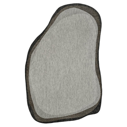 Gray/Black 4 ft. x 6 ft. Indoor/Outdoor Shaped Area Rug