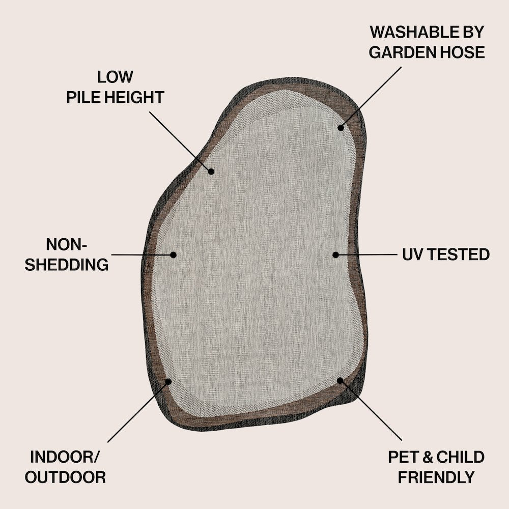 Gray/Black 4 ft. x 6 ft. Indoor/Outdoor Shaped Area Rug