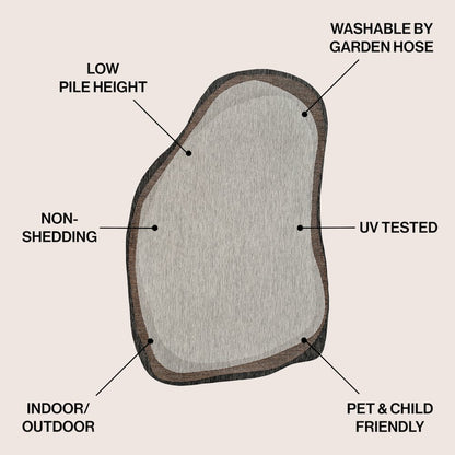 Gray/Black 4 ft. x 6 ft. Indoor/Outdoor Shaped Area Rug