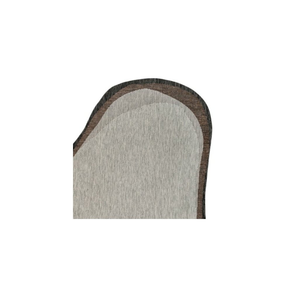 Gray/Black 4 ft. x 6 ft. Indoor/Outdoor Shaped Area Rug