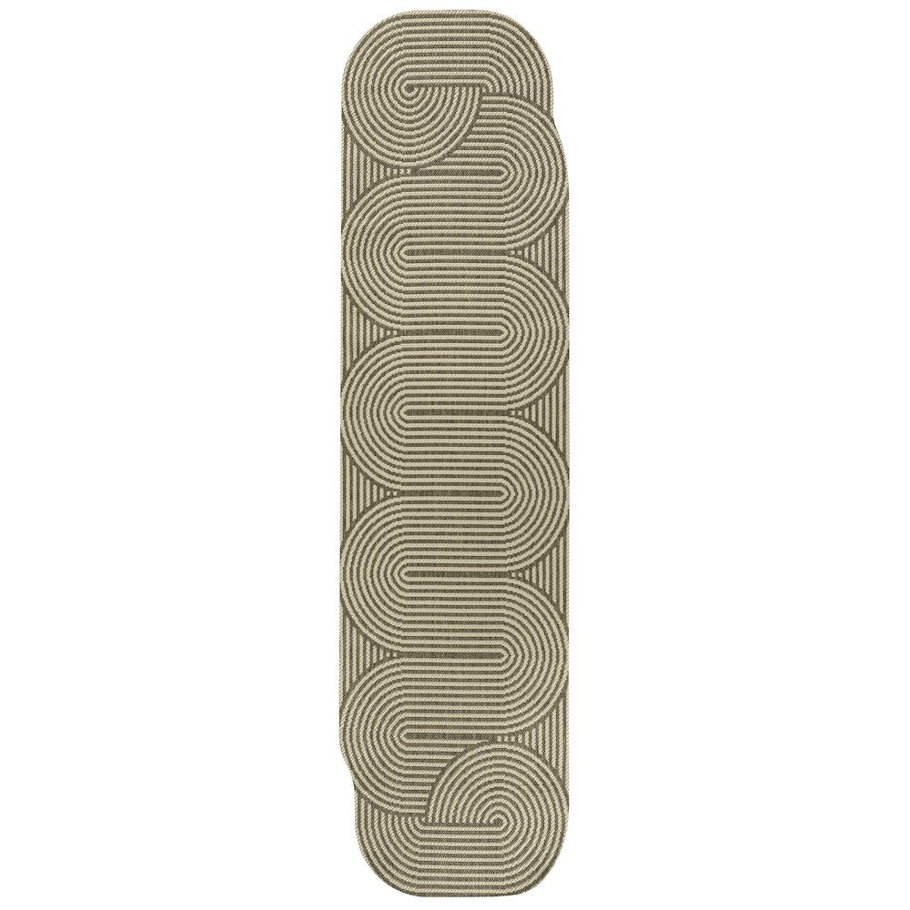 Beige/Brown 2 ft. x 8 ft. Indoor/Outdoor Shaped Runner Rug