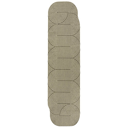 Beige/Brown 2 ft. x 8 ft. Indoor/Outdoor Shaped Runner Rug