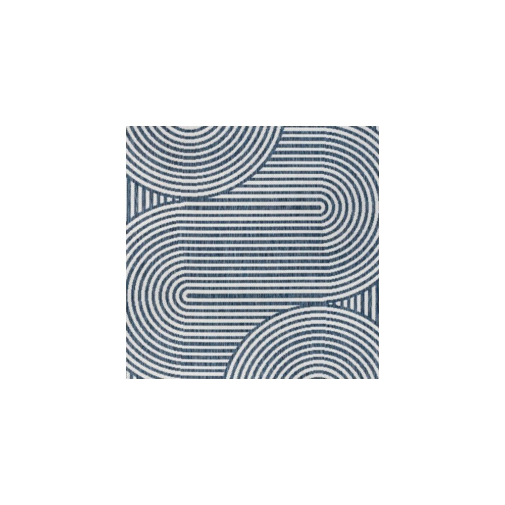 Cream/Navy 2 ft. x 8 ft. Indoor/Outdoor Shaped Runner Rug