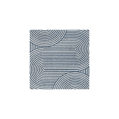 Cream/Navy 2 ft. x 8 ft. Indoor/Outdoor Shaped Runner Rug