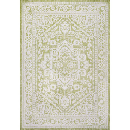 Sinjuri Medallion Textured Weave Indoor/Outdoor Area Rug