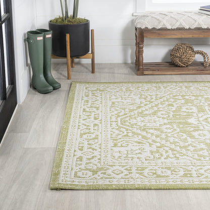 Sinjuri Medallion Textured Weave Indoor/Outdoor Area Rug