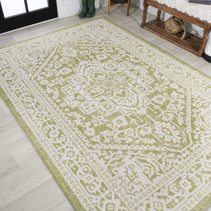 Sinjuri Medallion Textured Weave Indoor/Outdoor Area Rug