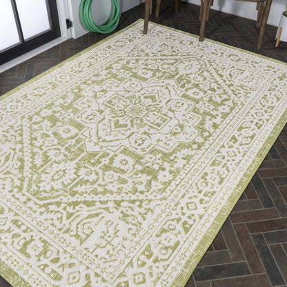 Sinjuri Medallion Textured Weave Indoor/Outdoor Area Rug